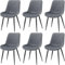 FRUOGO Esszimmerstühle 6er Set,Samt Polesterstuhl,Robuste Metallbeine,Modernes Streifendesign für Esszimmer,Wohnzimmer,Küche,Lounge,Dunkelgrau