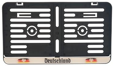 1x Kennzeichenhalter 255 x 130 mm (Mit 3D Gel Aufkleber mit Deutschland Flagge) Für Kennzeichen im Format 255 x 130 mm Passt für Roller Moped Traktor Anhänger Motorrad Hänger