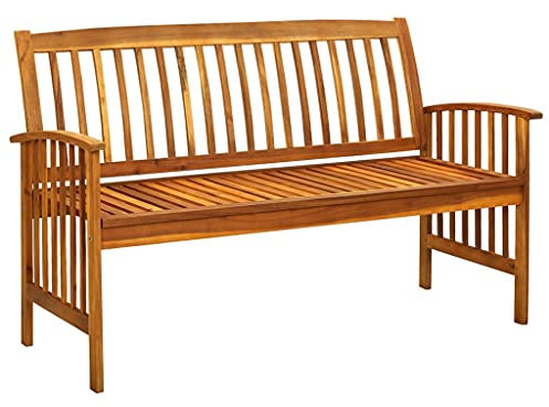 ULUYYUC Bierbänke Balkon Bank Bierzeltgarnitur Klein Gartenloege - Gartenbank mit Kissen 147 cm Massivholz Akazie für Innenhof Terrasse Balkon Parks