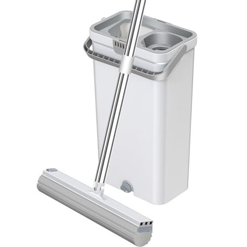 BMDOZRL Mop Household With Bucket Rubber Cotton Mop Set Water Absorbent Mop Cloth Not Hand Washable Telescopic Pole Mop Floor Mops
