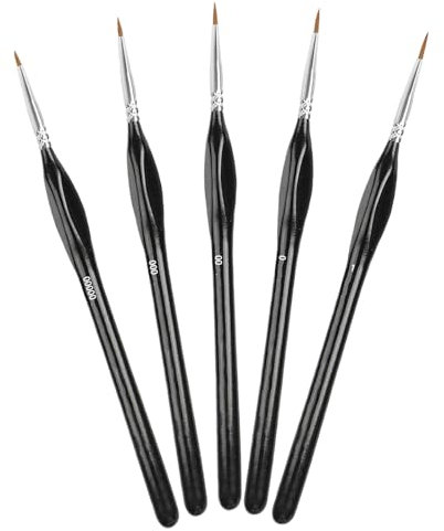 Lot de 5 Pinceau Fin Peinture Acrylique, Détail Pinceau de Peinture par Numéro, Miniatures Ensemble de Mini Pinceaux de Peinture pour Acrylique, Modèle, Aquarelle, Huile, Figurine