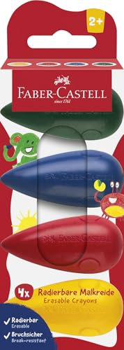 FABER-CASTELL 120408 - Wachsmalstifte ab 2 Jahre, Malkreide Birne, 4 bunte Kreiden