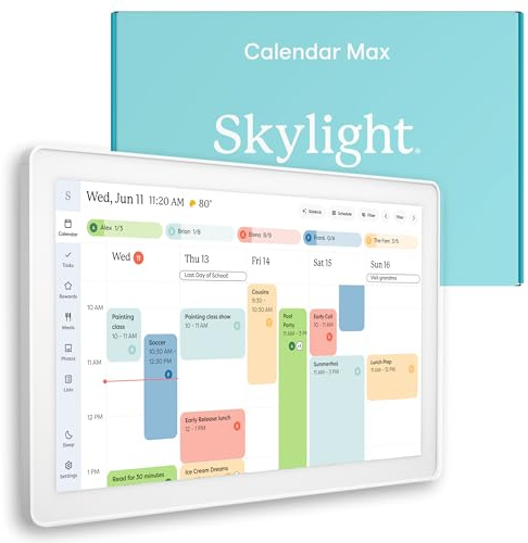 Skylight Calendar Max – 27 Digital Calendar & Chore Chart, Classic White | International Edition, HD Touchscreen Family Organiser, Wall Mountable, Portrait or Landscape, WiFi, Auto-Brightness