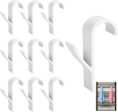 Heanvmyss 10 Pcs Towel Radiator Brackets Hooks,Bathroom Radiator Hooks for All Standard Radiators,Kitchen(White)