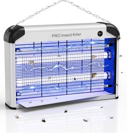 PAL&Sam 7020-PS Lampara Mata Insectos Interior, Lámpara Antimosquitos Eléctrico UV 20W, 2400V Lampara UV Anti Moscas Interior Poderoso Cocina Sala Restaurante Fincas Bodegas Hospitales