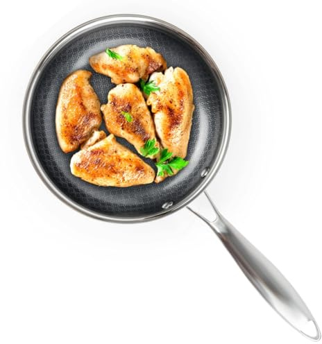David Burke GeoClad Ceramic Hybrid Non-Stick 10 Fry Pan – Stainless Steel Sear Surface, Geometric Pattern, Tri-Ply Clad Body, PFOA-Free, Dark Gray/SS