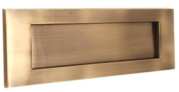 Infinity Decor Victorian Style 10” (250mm) Antique Brass Postal Letter Plate with Heavy Sprung Mechanism - Suitable for Interior and Exterior Doors