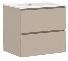 Baikal Mueble de Baño Klay. Mueble MONTADO. 2 Cajones Suspendido con Lavabo. Armario de Baño. Lavabo Ceramico. 70cm Visón.