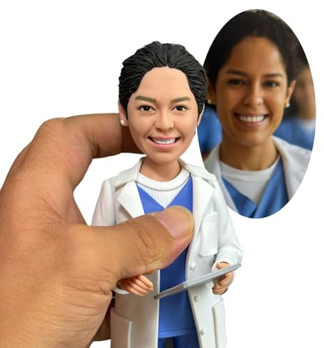 Personalisierte Wackelkopf-Figuren, Personalisiertes Vollsatz Handgefertigte Benutzerdefinierte Weiche Puppe Figur Statue, Vatertags Muttertag Weihnachten Valentinstag Statue Geschenke (23cm)