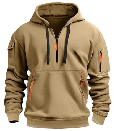 Veste Homme Survetement Sweat sans Capuche Pull Grande Taille Sweats Mi Saison Décontractée Sweatshirts Blouson Vetement De Travail Longue Legere Légère a Vestes Sport Ete Leger Zippée,#2-Kaki,3XL