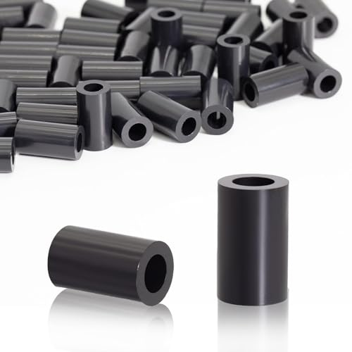 KINETOX 100 Stk Distanzhülsen M4 ABS Abstandshalter Kunststoff (Schwarz) Gummi Distanzhülsen kunststoff Isolierung Distanzscheiben für M4 Schrauben 7x10 mm für Leiterplatten | Elektrisch isolierend