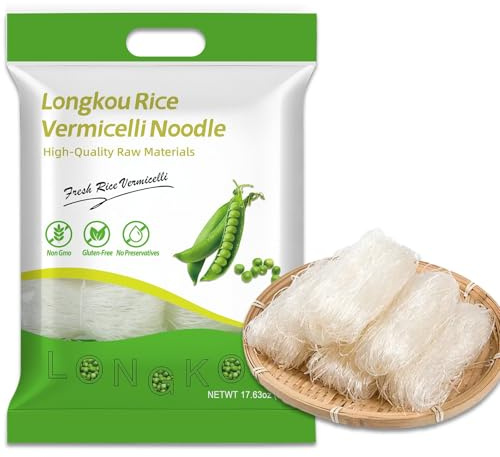 Longkou Pure Mung Bean Crystal Vermicelli,Hot Pot Instant Vermicelli,Scallop BBQ, Smooth And Chewy,17.63 oz/500g