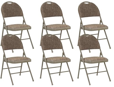 Meta Heavy Duty Folding Chair with Padded Fabric Seat & Backrest – Steel Frame, Comfortable Office, Dining, Study & Party Chair, Supports Heavyweight Persons (6, Beige)