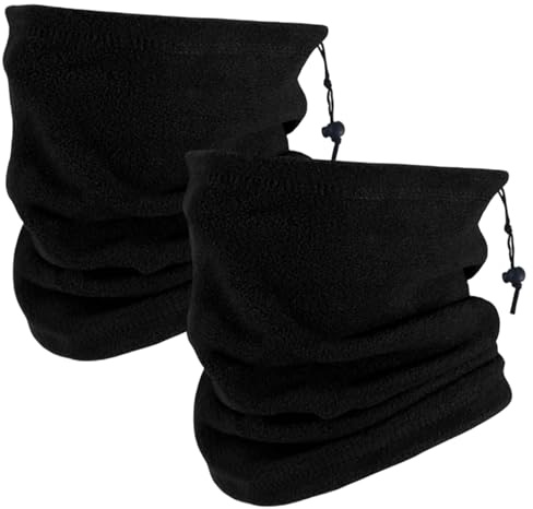 HERKINDNESS 2 Stück Schlauchschal, Winddicht Winter Halsschlauch, Fleece Multifunktionstuch, Motorrad Schal mit Verstellbarem Kordelzug, für Skifahren, Radfahren, Angeln