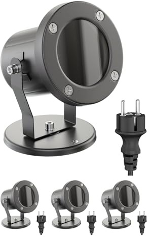 ledscom.de 4x Gartenstrahler MIBU für außen, IP55, Stecker, anthrazit, 1x GU10 max. 15W