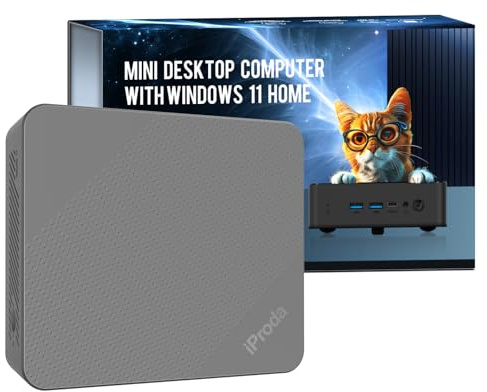 iProda Mini-PC 12. Generazione Processore Alder Lake N100 (fino a 3,4 GHz), 8 GB DDR4, Windows 11 Home Mini-Computer con 256 GB SATA SSD 4K Dual Display Micro-PC WiFi6/Bluetooth 5.0/USB3.2 (Grigio)
