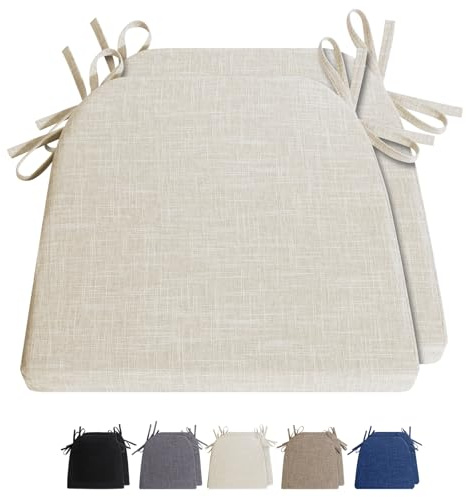 RUIXUAN Stuhlkissen 42 * 41 * 4cm Sitzkissen Stuhlauflage Outdoor Gartenstuhlkissen Sitzpolster Auflage für Rattanstühle Outdoor Stuhlkissen mit Bändern (u-beige-2p)