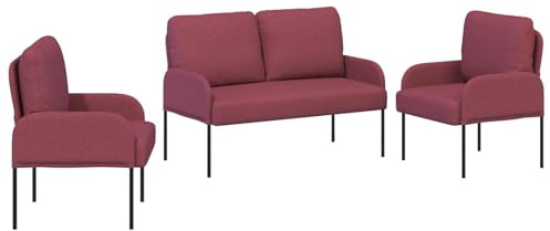 vidaXL Sofagarnituren 3 pcs Weinrot 115 x 56 x 80 cm Sperrholz, Wohnzimmer, Modern, Minimalistisches Design, Beigelicht, Offener Raum, Stylische Möbel, Funktionale Dekoration, Warme Atmosphäre