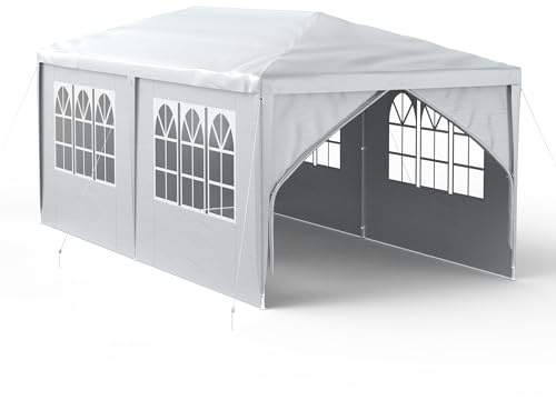 HENGMEI Pavillon 3x6m Partyzelt Gartenzelt Gartenpavillon mit 6 Seitenteilen Sonnenschutz UV-Schutz für Garten, Party, Hochzeit, Picknick (Grau)