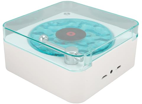 Wakects 3 in 1 Waves Vintage Record Player, Waves Speaker Vintage Tape Speaker with Ambient Light Time Display for Sleep Relaxing Bedroom Office (WHITE)