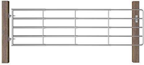 pedkit Weidetor Verstellbar, 5-Rohr-Weidetor Weidezaun aus Verzinkter Stahl, (115-300)×90 cm (Silbern) für eine Vielzahl von Tiergehegen