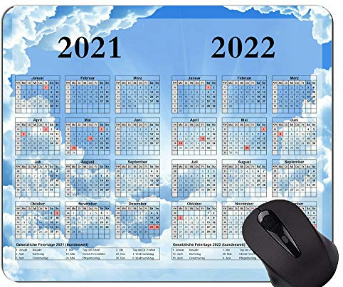 2021-2022 Galaxy Kalender mit Feiertagen Mauspad mit Verriegelungskante, schöne Sky Themed Mauspads mit genähten Kanten