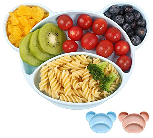 NEWSTYLE Piatto per Bambini, Tovaglietta Antiscivolo in Silicone con Aspirazione, Tovaglietta di Silicone per neonati Lavabile in Lavastoviglie e Microonde Piatto Pappa Svezzamento (blu)