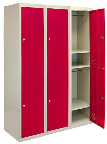 Monster Shop 3 x Fächerschrank Umkleideschrank Schließfach Spind Schrank Metallschrank Schließfachschrank Garderobenschrank Stahlspind Stahlschrank