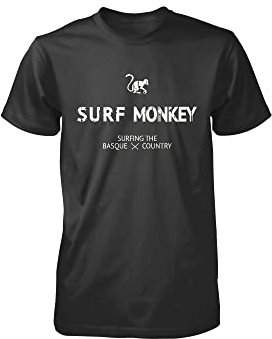 DRESSED IN MUSIC PLAY WITH ME Camiseta Algodón Orgánico Surf Monkey® (M, Negro)