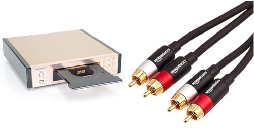 Madison MAD-CD10 Lector de CD, con Tuner FM + Amazon Basics Cable de Audio RCA (2 machos a 2 machos), 2,4 Metros