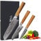 Wakoli Oribu 3er Damastmesser-Set I Klingen von 9 bis 18 cm aus 67 Lagen echtem Damaststahl, Olivenholzgriffe - Inklusive Geschenkbox, Scharf und langlebig