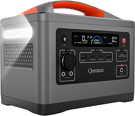 Centrale électrique portable Qeensun, générateur solaire à onde sinusoïdale pure 537,6 Wh, sorties AC 700 W pour alimentation de secours, voiture, camping, maison (panneau solaire en option)