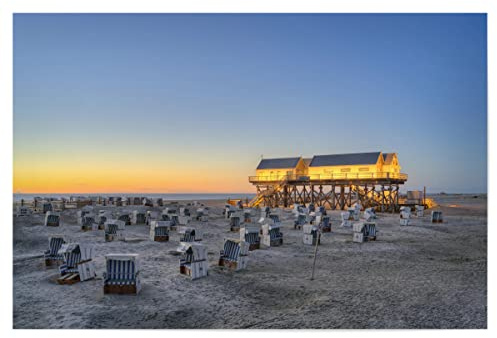 artboxONE Poster 30x20 cm Natur Blaue Stunde in Sankt Peter-Ording - Bild Sankt Peter-ording eiderstedt Meer