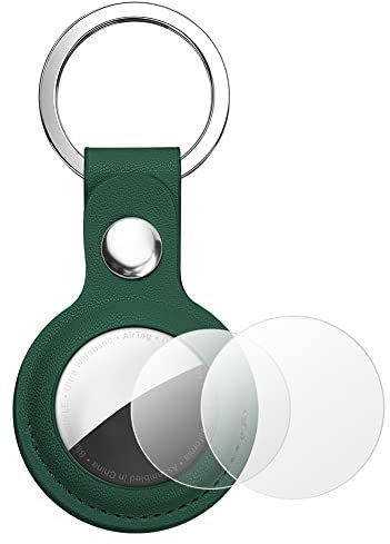 AXFEE AirTag Schutzhülle, Leder Keyring Schutzhülle Kompatibel mit AirTags, Leder Keyring für AirTag, Mini Apple AirTags Case, Leder Hülle Schlüsselanhänger Case, Cover mit Schlüsselanhänger