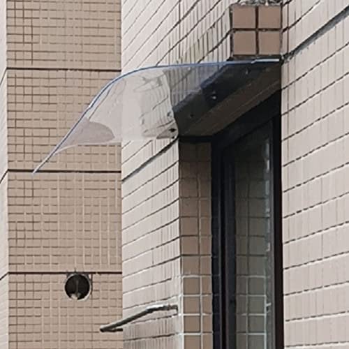 Vordach für Haustür Überdachung Transparent Haustürvordach Pultvordach aus 3.5 Mm Dicke Transparent Polycarbonat,Uv Regen Schneeschutz,Pultbogenvordach für Dach Fenster (40x300cm/16x118)