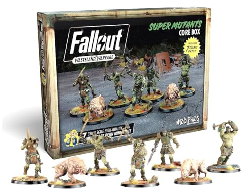 Modiphius Fallout Wasteland Warfare: Super Mutants Core Box - 7 Unpainted Resin Miniatures, RPG, Scenic Bases, 32mm Figures
