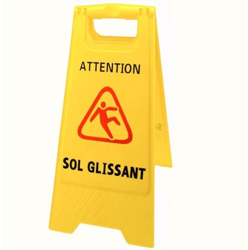 Panneau ATTENTION SOL GLISSANT de couleur jaune - Dimensions 600x300 mm