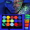 KARLOR Körperfarbe fluoreszierend, 15 Farben Bodypaint mit Pinsel,Gesichtsfarbe leuchtend in UV Licht,Neon Glow Bobypainting Körperbemalung Facepaint wasserlöslich Malerei Party Halloween Cosplay