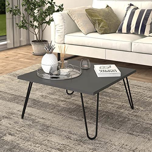 [en.casa] Couchtisch Vindeln mit Hairpinlegs Wohnzimmertisch 60x60x30cm Beistelltisch Kaffeetisch Anthrazit/Schwarz