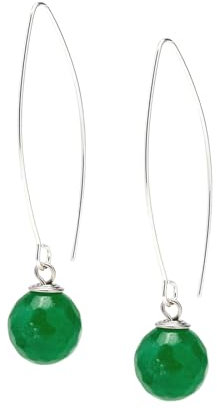 Handgefertigte Damen Ohrringe aus 925 Sterling Silber mit Natürlichen Edelsteinen - 12mm Kugel-Perlen Grün, Rot, Rosa, Lila, Weiß - Elegante Tropfen-Ohrringe (Grüner Achat)