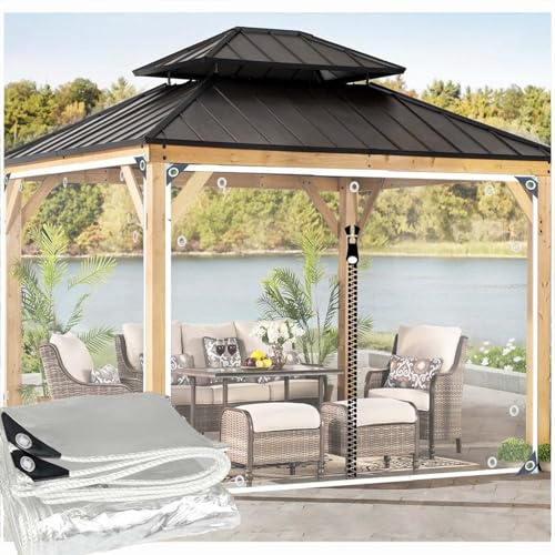 4x6m Bache de Protection Exterieur,0.35mm Bache Transparente avec Oeillets Imperméable, Pliable Bache de Serre Jardin avec 1 Fermeture éclair,pour Camping Balcon Plantes Animaux Toit