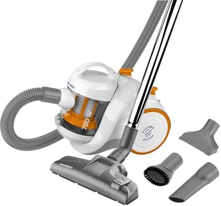 Hyundai HYUVC009, Beutellosser Staubsauger, Weiss/Orange, 700 W, 1.5 liters, 80 Dezibel