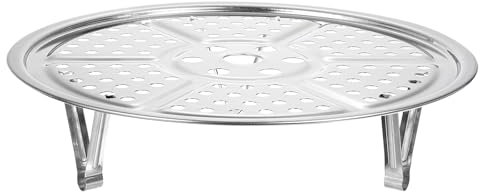 sourcing map Tartera Acero Inoxidable, Estante de vapor con soporte, bandeja de vapor de 8.6 pulgadas para utensilios de cocina al vapor, olla de presión instantánea, tono plateado