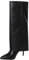 PHASZ Stivali Alti High Heels Ginocchio Tacco Alto Stivali Alti Punta Stivali Lunghi Risvolto Spillo Scarpe Eleganti Cerniera Laterale 10cm,Black,36