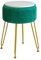 IBUYKE Velvet Storage Footrest Stool Ottoman, Makeup Vanity Stool Side Table with Golden Steel Legs Removable Cover, Coffee Table Top Cover, Green L/G-20L