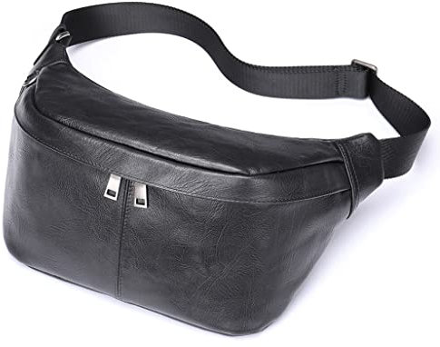 BONOOL Große Kapazität Herren Sling Bags Leder Gürtel Telefon Brusttasche Schwarz Reise Outdoor Brusttasche für Männer