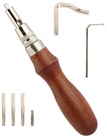 Rumyve Leather Groover Tools,Adjustable Leather Edge Bevelers,Leathercraft Kits with Wood Handle for Leather DIY Edger Thinning Cutting Crafting Skiving
