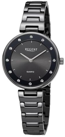 REGENT Damen Armbanduhr Analog Metallarmband dunkelgrau UR2254043 Analoguhr