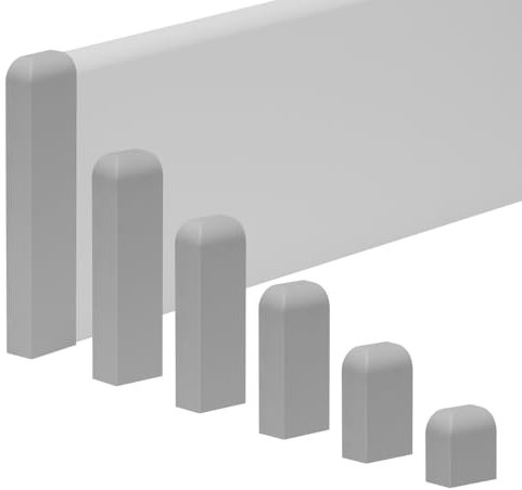 REESE Leisten-Abschluss für Sockelleisten | Endkappe links 18 x 60 mm | Hellgrau | passgenau | Profil München | einfache Montage ohne Bohren