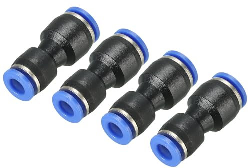 QUARKZMAN Steckverbinder Anschlussstück 8mm bis 6mm Rohr AD Schnellverschluss Luft Linie Schlauch Rohrverbindung Gerade Pneumatisch Steckverbindung Schwarz 4Stk